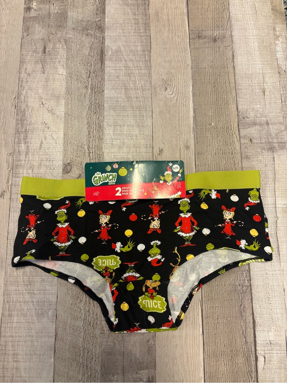 The Grinch Black Hipster Briefs with Lime Waistband 2 pairs